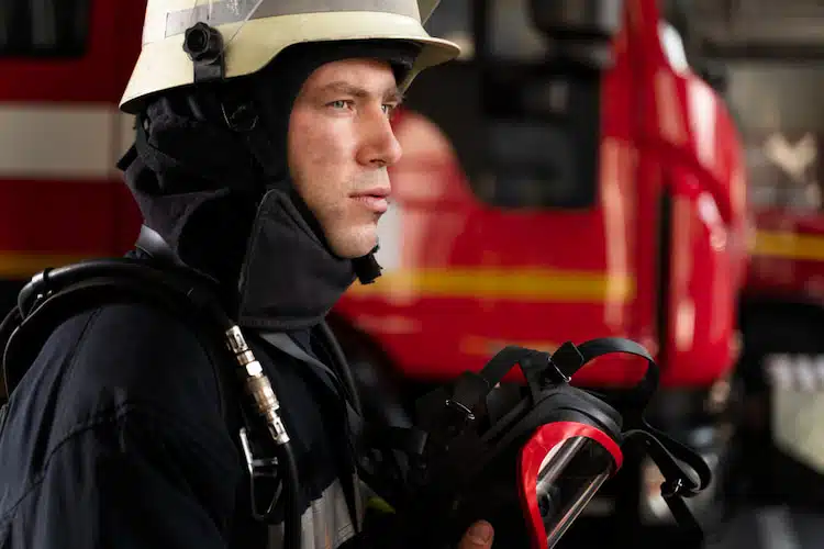 fire fighter in uniform